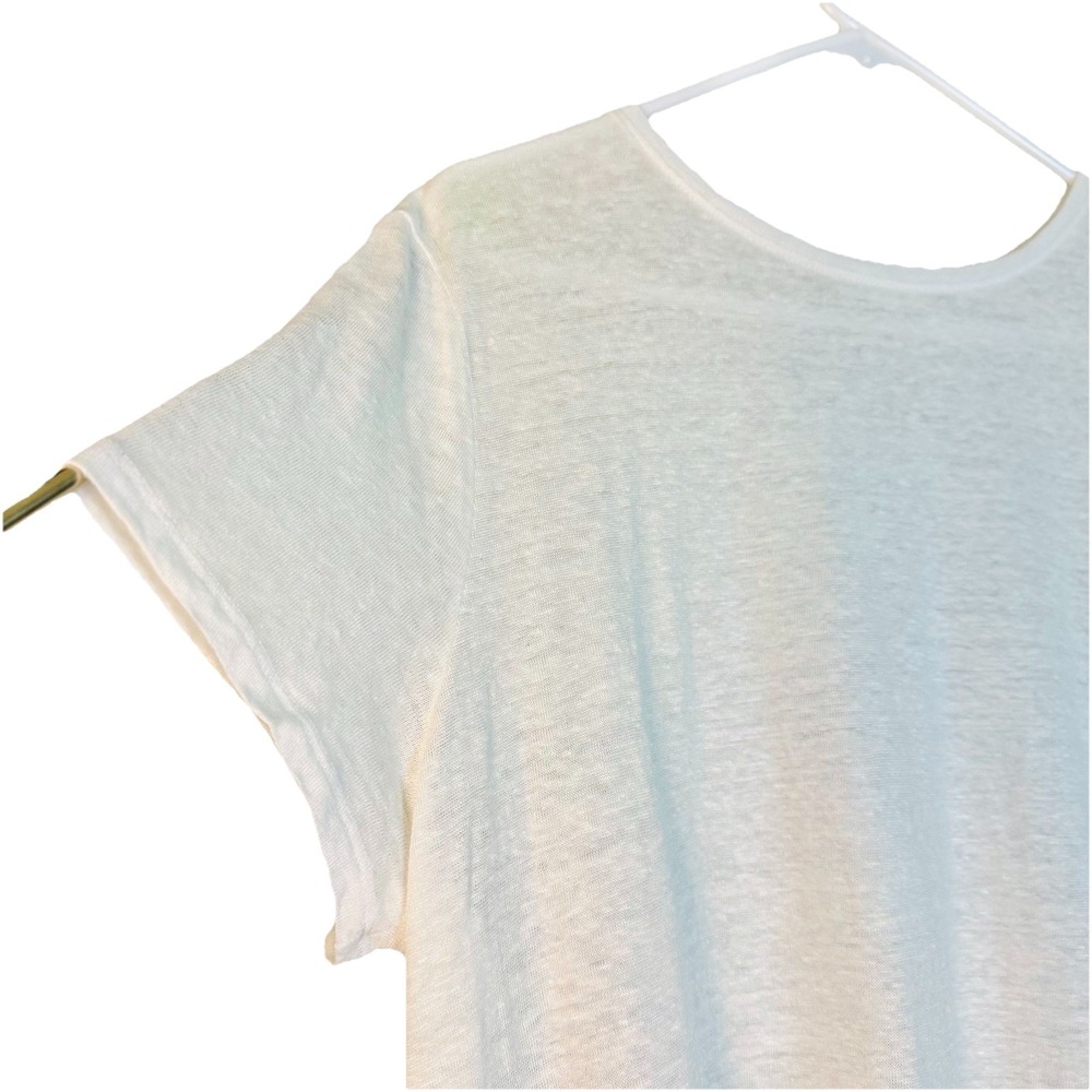 J. Jill Love Linen White Boxy Short Sleeve Lagenlook Layer Shirt XL Oversize Tee - Picture 3 of 6